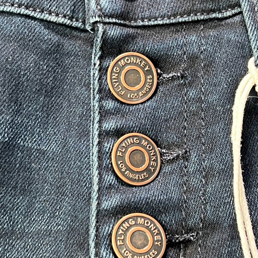 New Flying Monkey Jeans Womens 24 Button Fly Skinny Black Label - Picture 7 of 10
